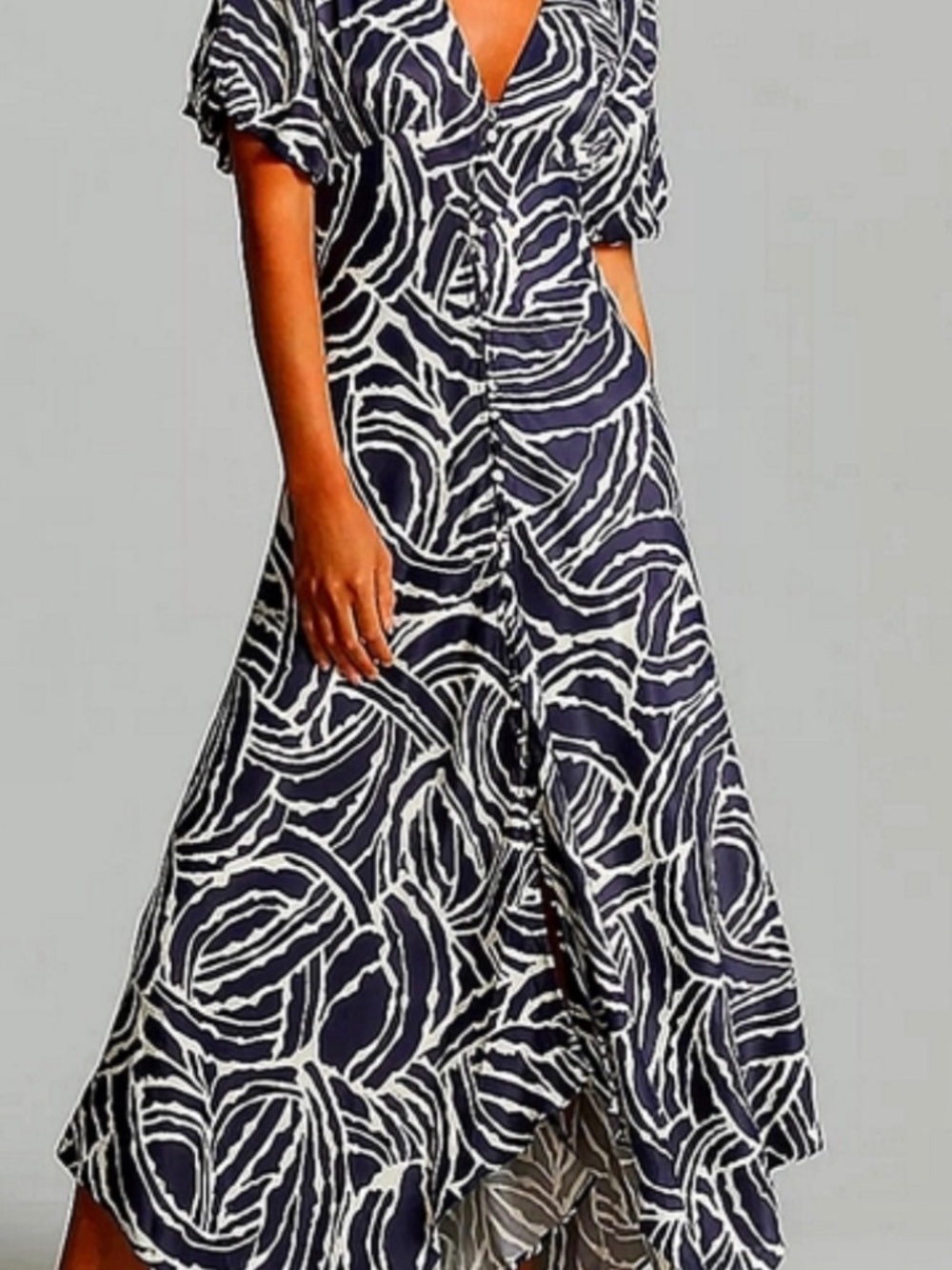 Anthropologie Short Sleeve V Neck Midi Dress 4 Petite